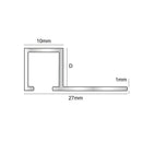 Tegelstrip Vierkant profiel aluminium Chroom 12 x 10 mm -