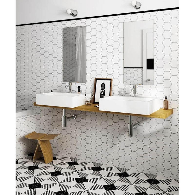 Vloertegel Kashba wit hexagon 17 x 17 cm - Vloertegels