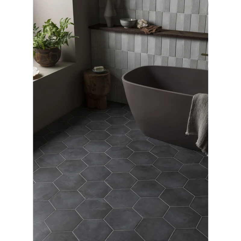 Vloertegel Kashba zwart hexagon 17 x 17 cm - Vloertegels